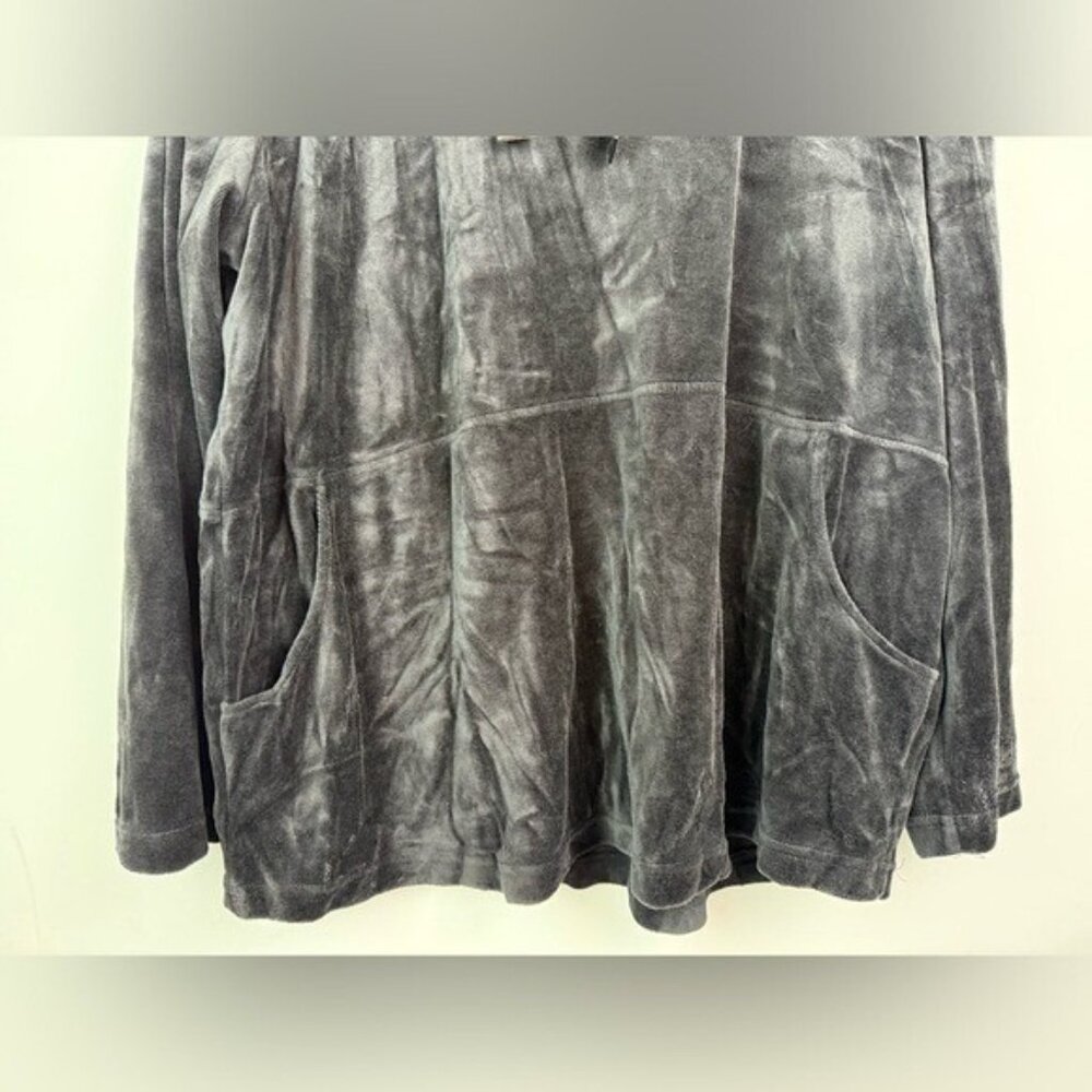 CHICOS Zenergy Black Velour Funnel-Neck Tunic Pullover Drawstring Cozy Size 3(L) - Picture 4 of 13
